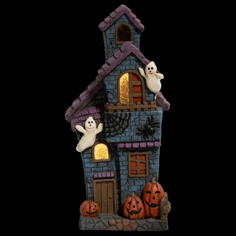 LED Lighted Haunted House with Ghosts Halloween Decoration - 22.75"