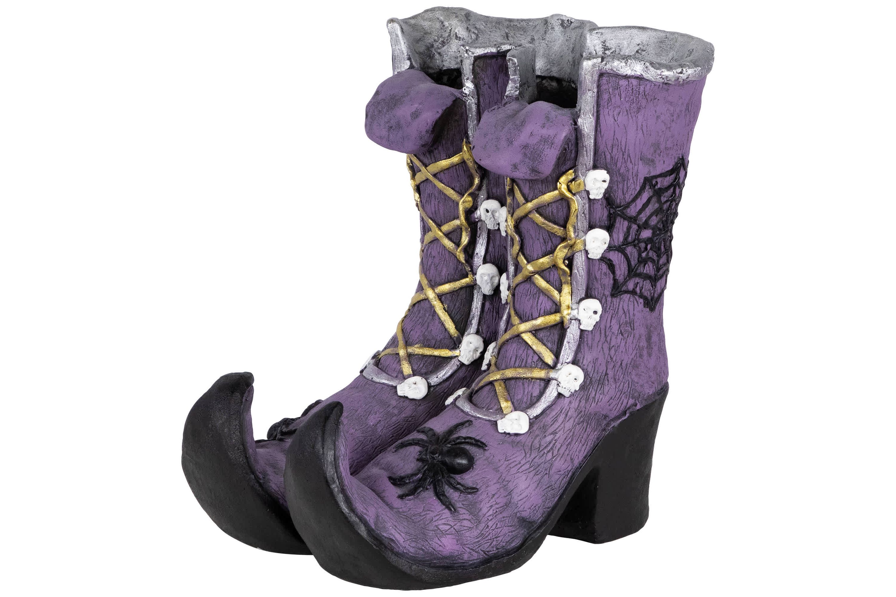 Ceramic Witchs Boots Halloween Decoration - 15" - Purple