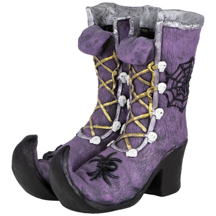 Ceramic Witchs Boots Halloween Decoration - 15" - Purple