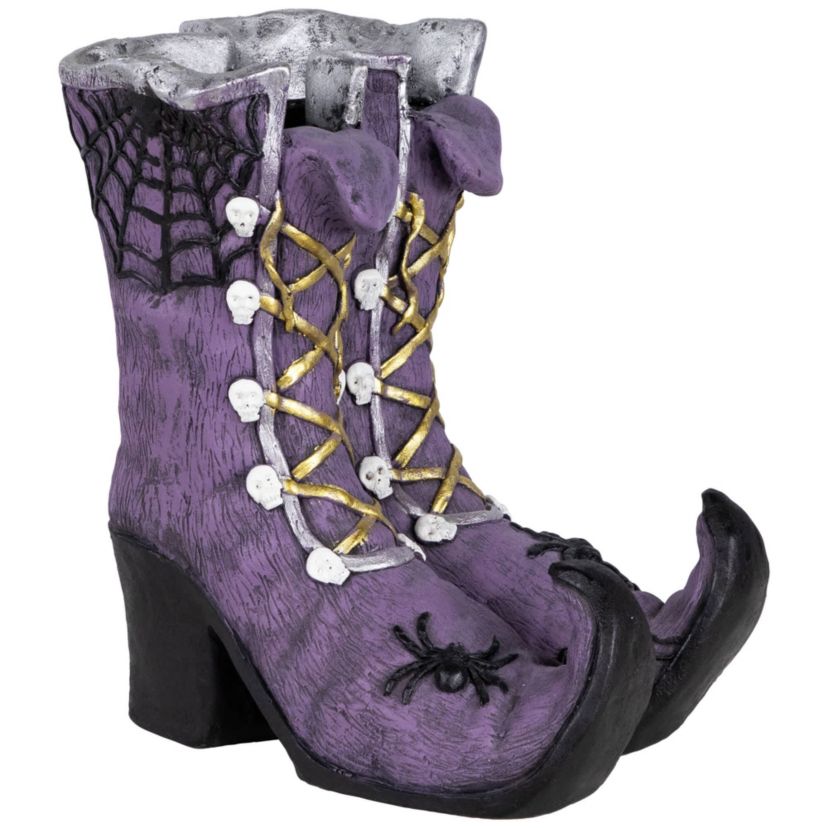 Ceramic Witchs Boots Halloween Decoration - 15" - Purple