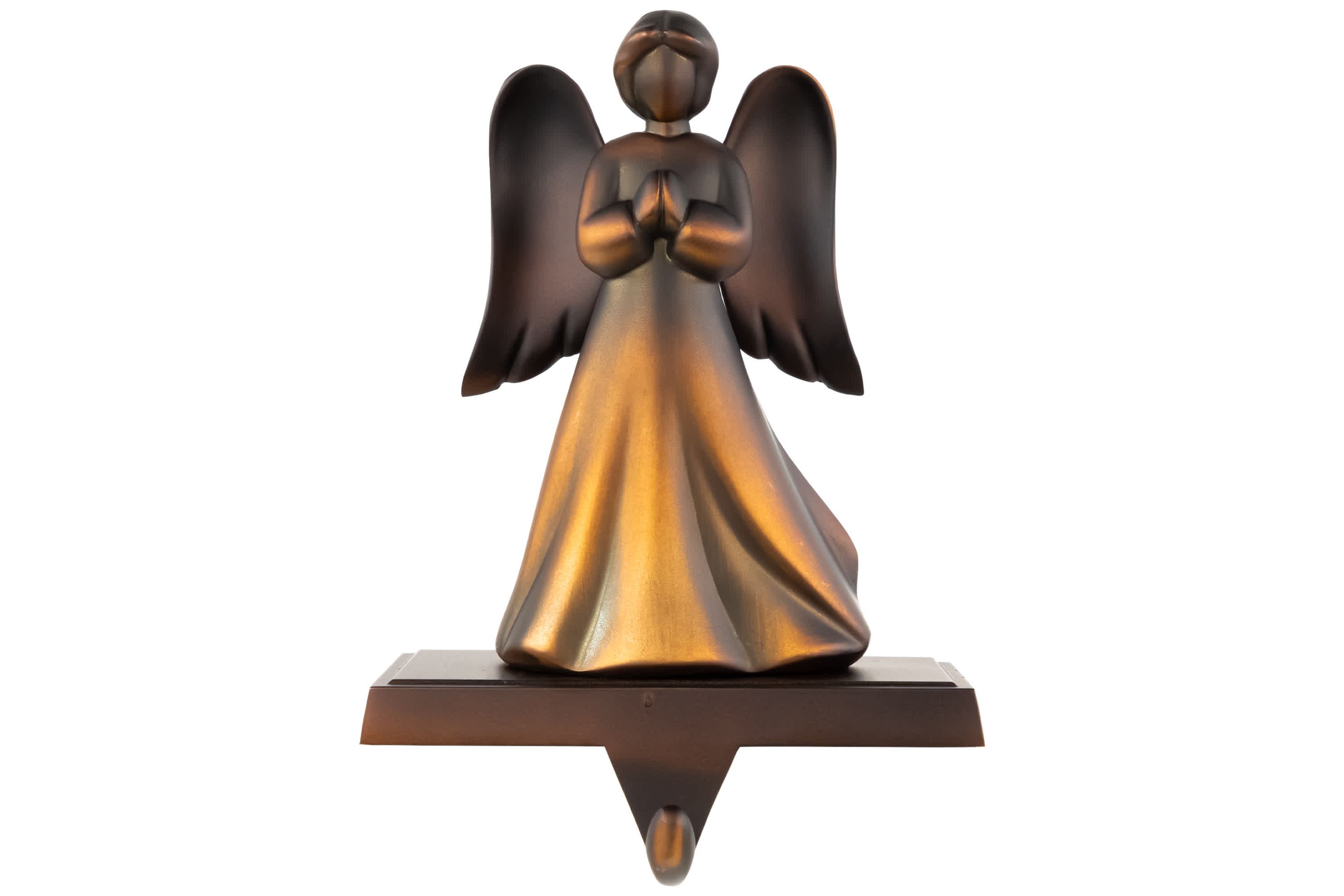 7" Copper-tone Praying Angel Metal Christmas Stocking Holder