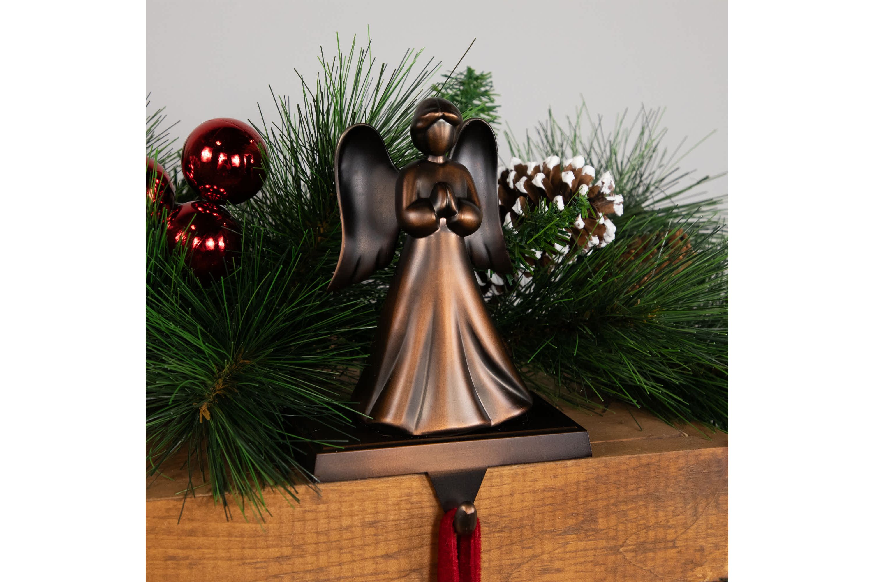 7" Copper-tone Praying Angel Metal Christmas Stocking Holder