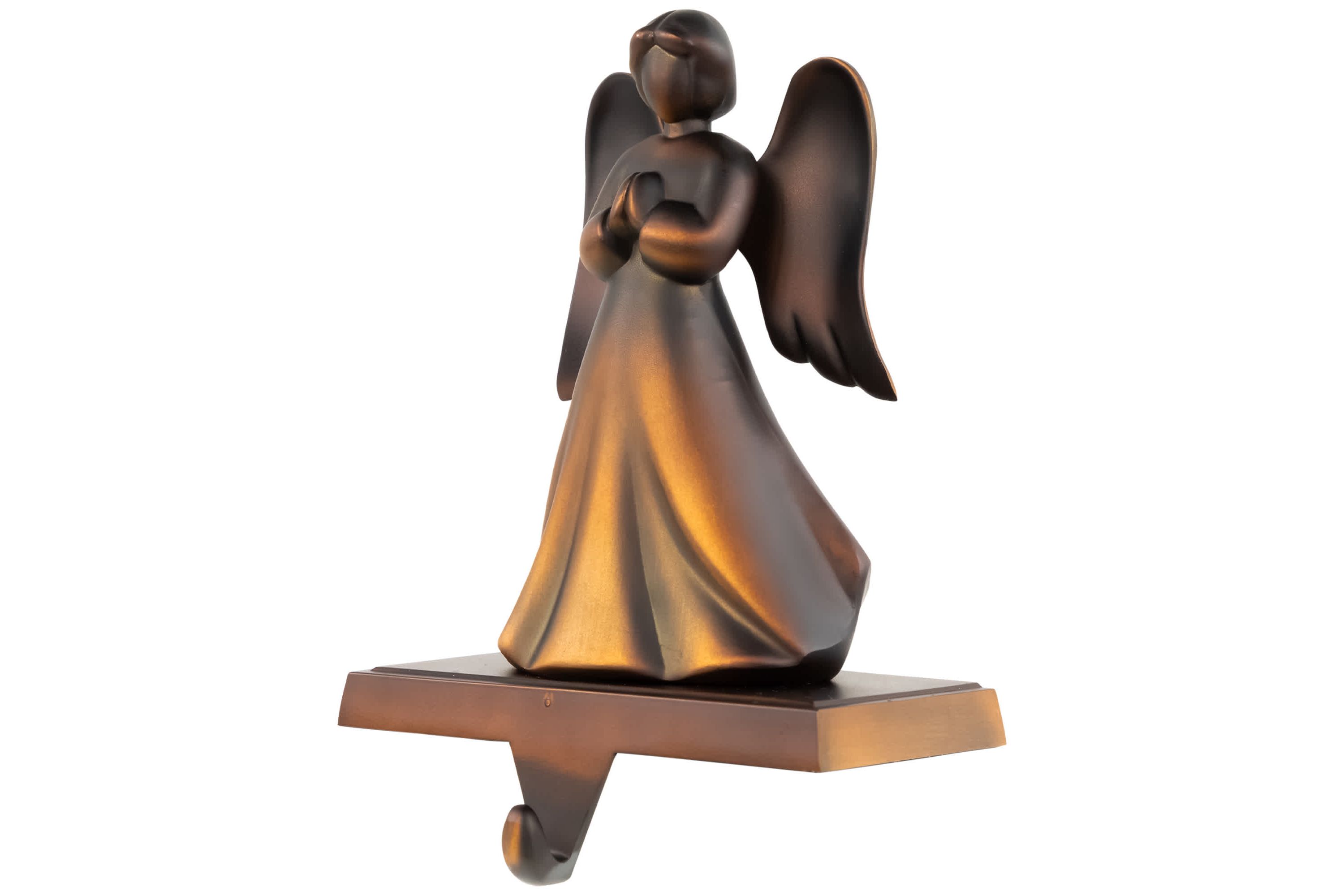 7" Copper-tone Praying Angel Metal Christmas Stocking Holder