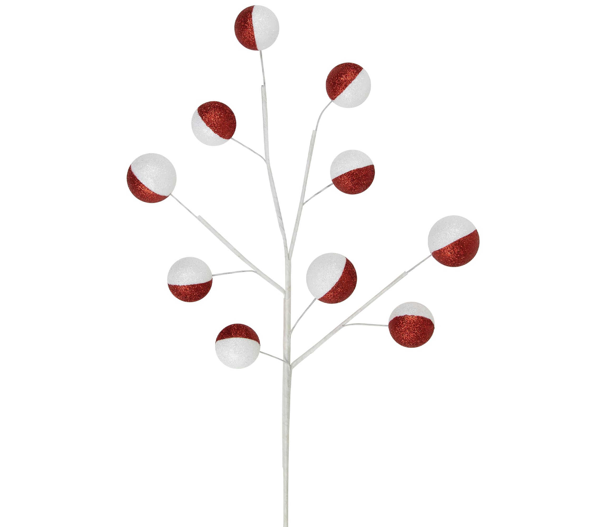 Set of 2 Red and White Glittered Candy Cane Christmas Picks 22"
