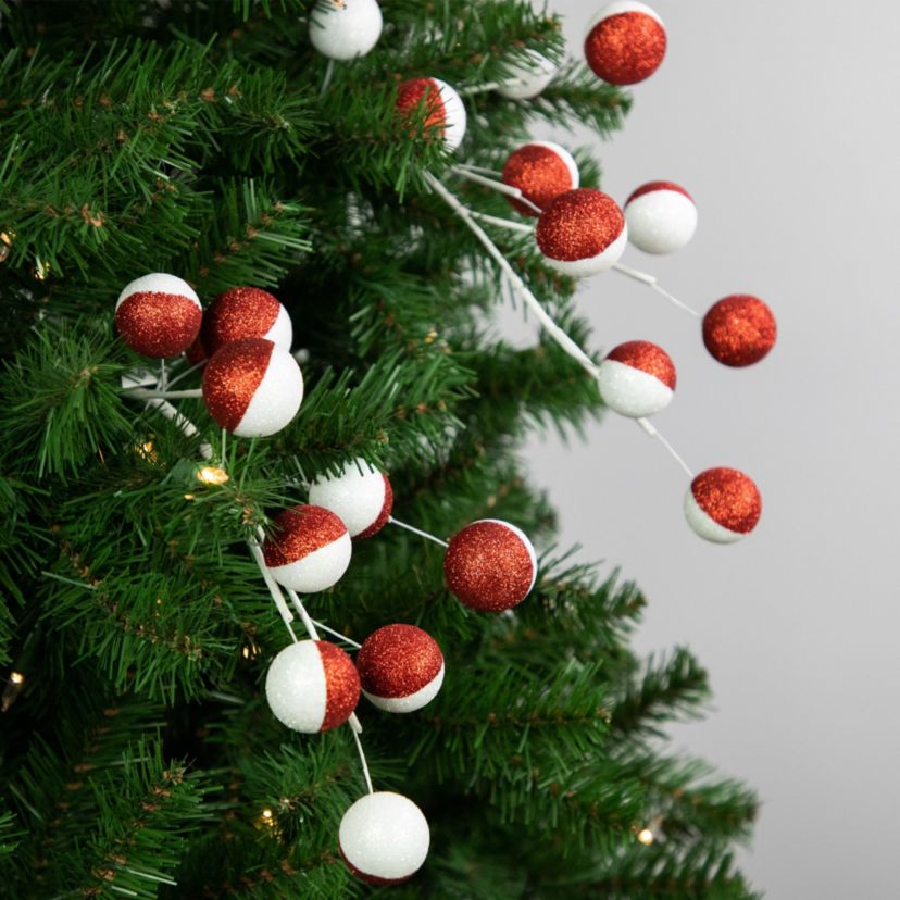 Set of 2 Red and White Glittered Candy Cane Christmas Picks 22"