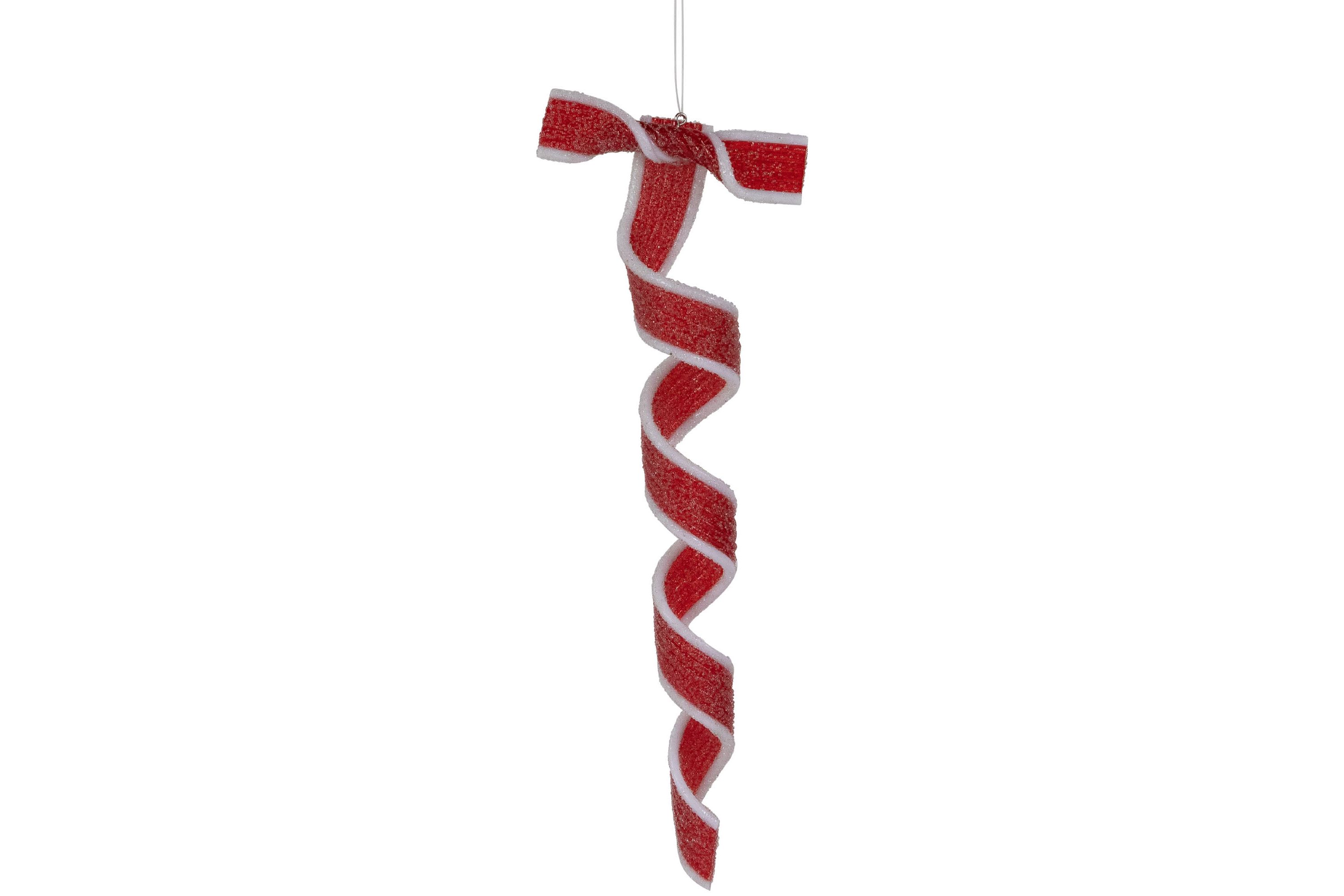 6ct Frosted Red and White Candy Twist Christmas Ornaments 9"