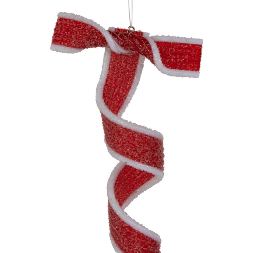 6ct Frosted Red and White Candy Twist Christmas Ornaments 9"