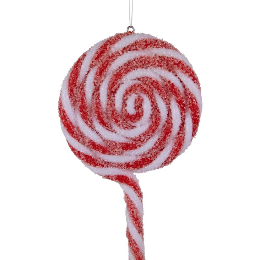 6ct Frosted Red and White Lollipop Christmas Ornaments 6"