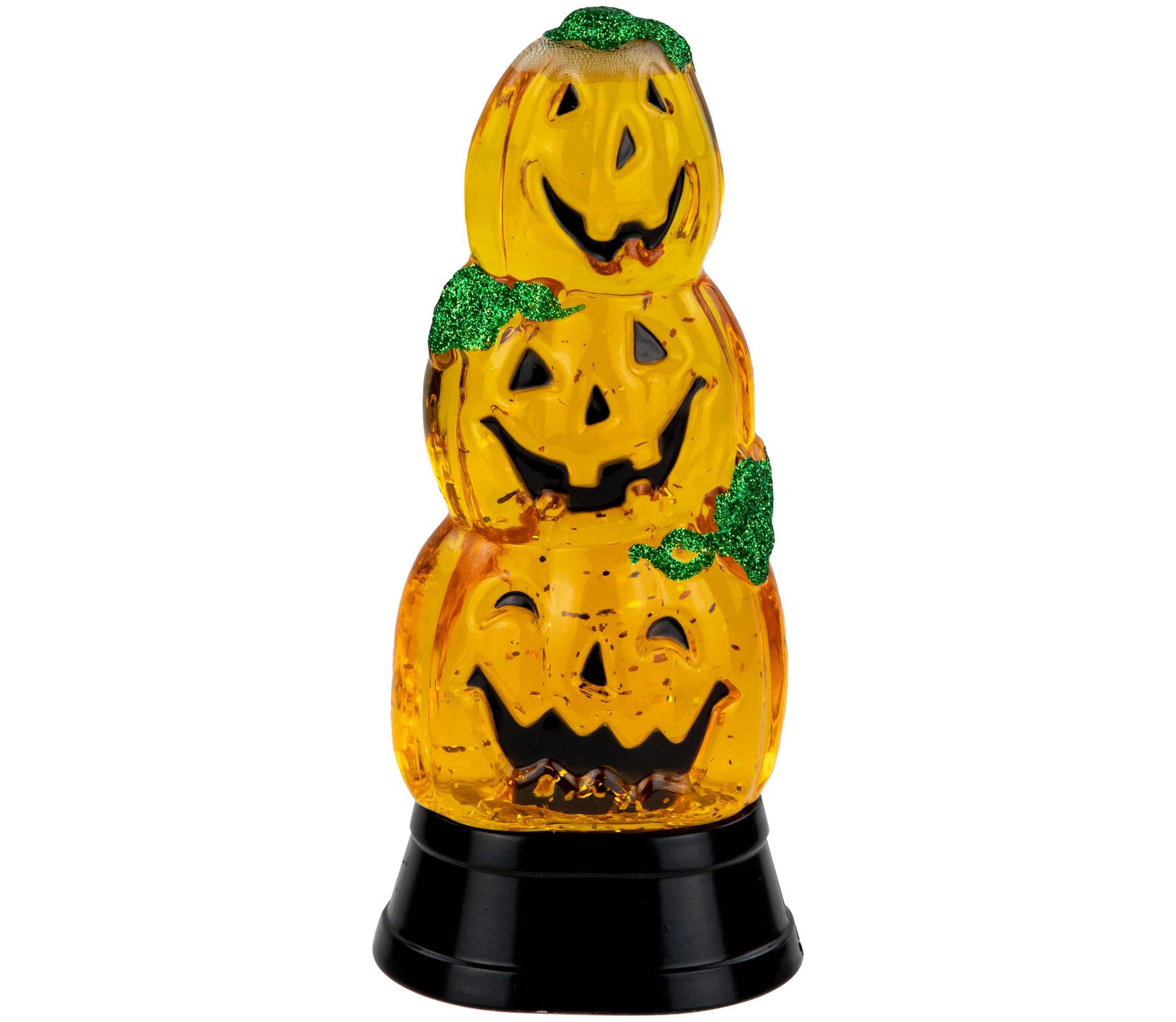 LED Lighted Stacked Jack O Lanterns Halloween Snow Globe - 6.5"