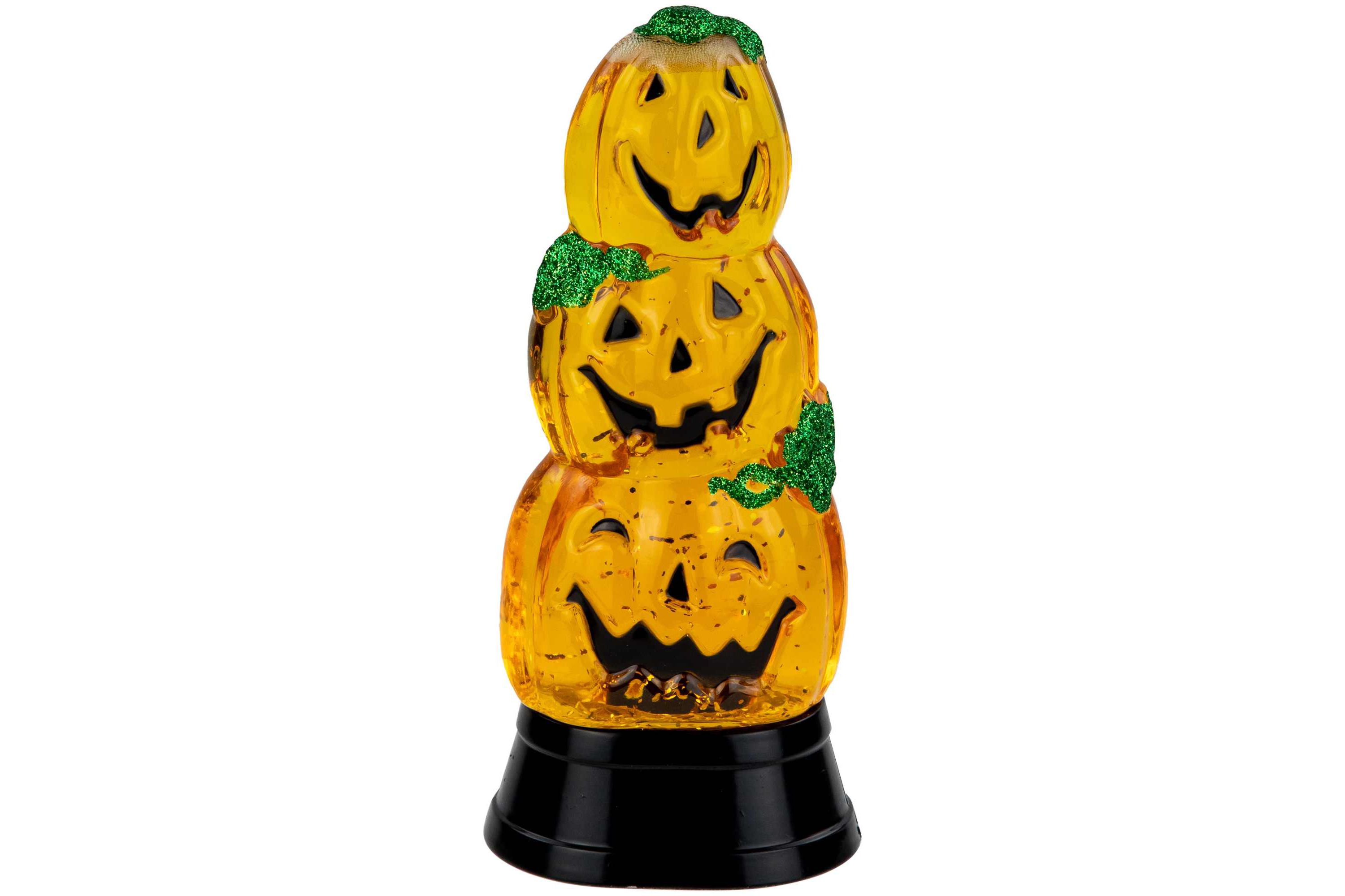 LED Lighted Stacked Jack O Lanterns Halloween Snow Globe - 6.5"