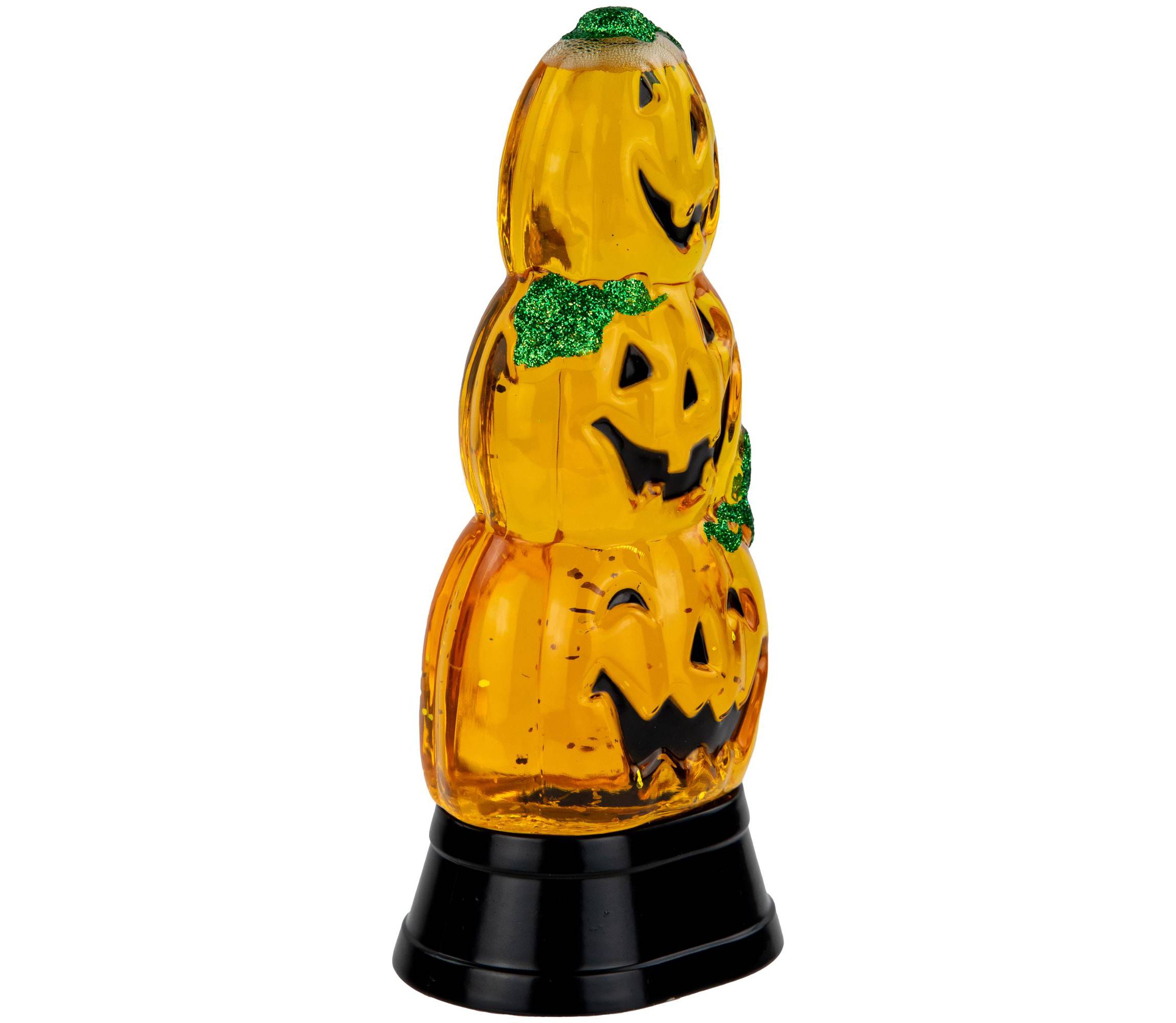 LED Lighted Stacked Jack O Lanterns Halloween Snow Globe - 6.5"