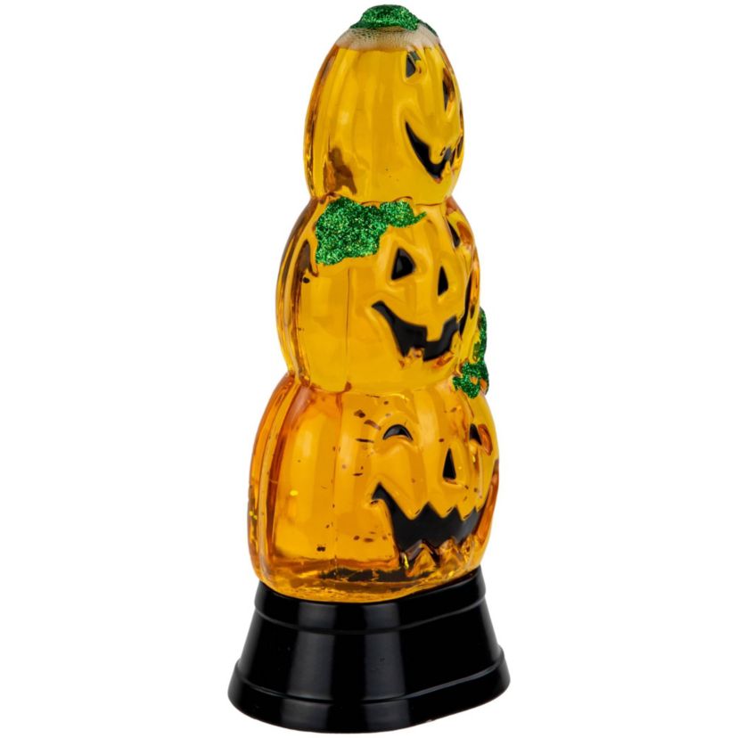 LED Lighted Stacked Jack O Lanterns Halloween Snow Globe - 6.5"