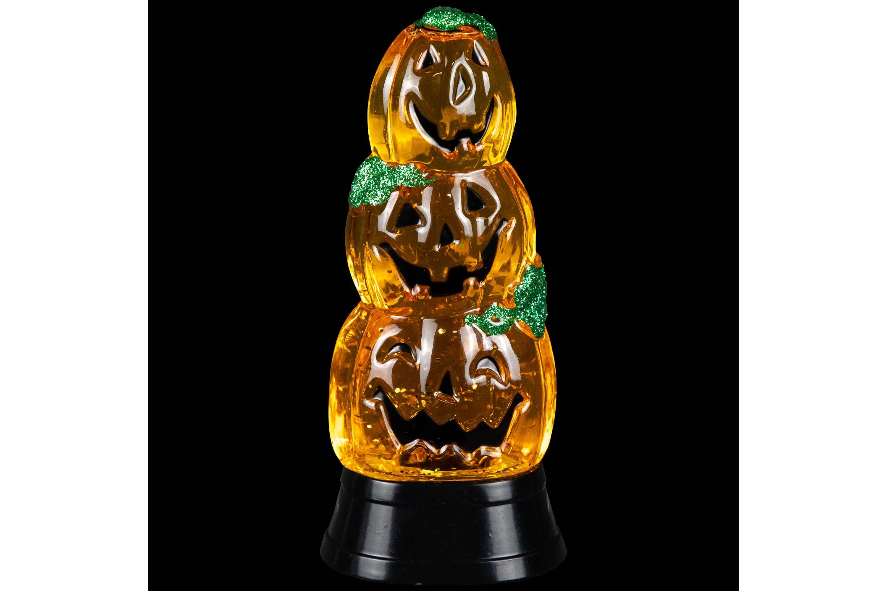 LED Lighted Stacked Jack O Lanterns Halloween Snow Globe - 6.5"