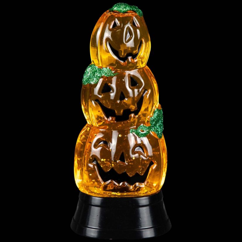 LED Lighted Stacked Jack O Lanterns Halloween Snow Globe - 6.5"