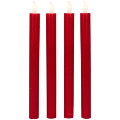 Northlight LED Flickering Flameless Taper Christmas Candles - 9.75" - Red - Set of 4