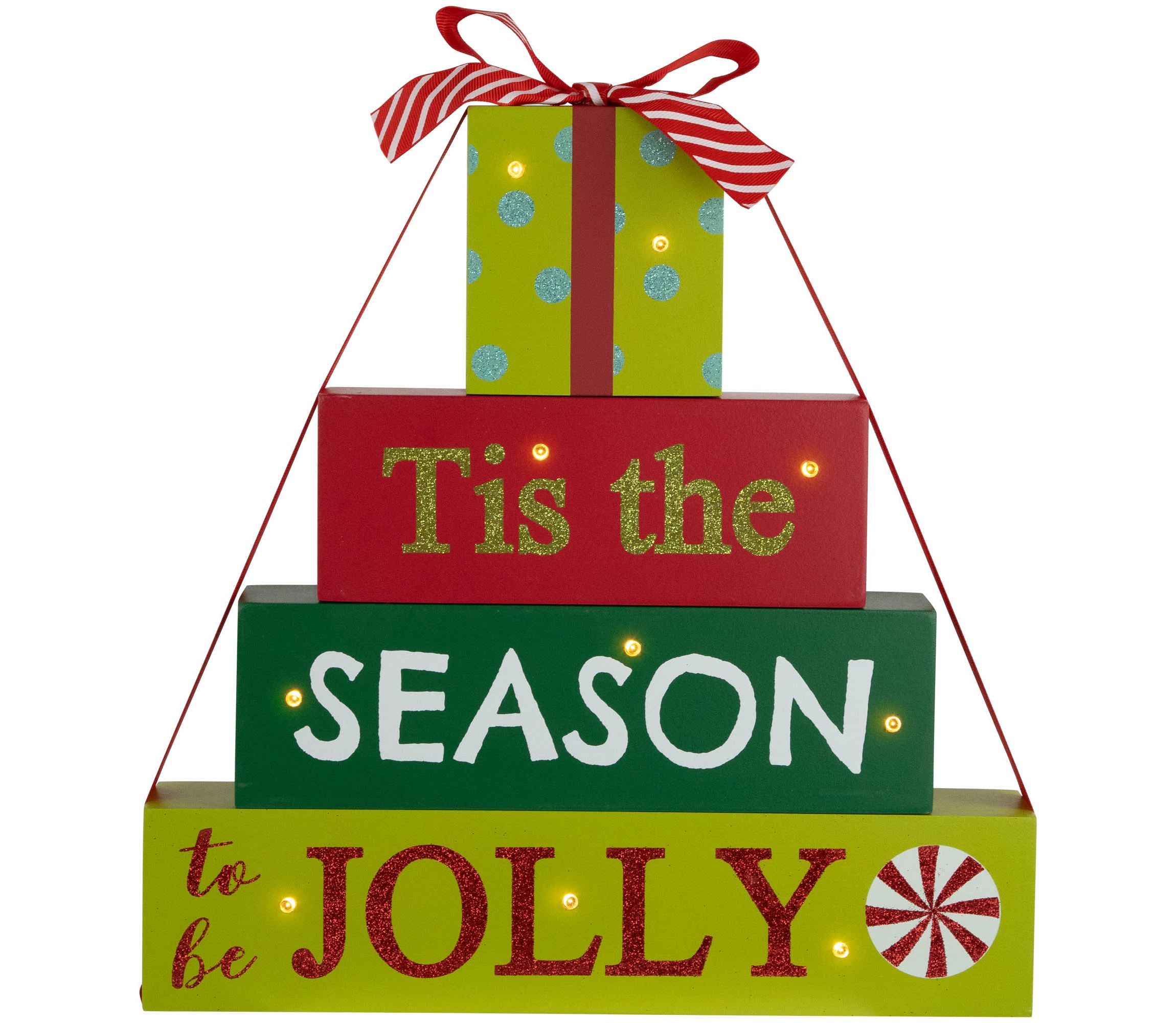 Lighted "Tis The Season To Be Jolly" Christmas Decoration - 11.75"