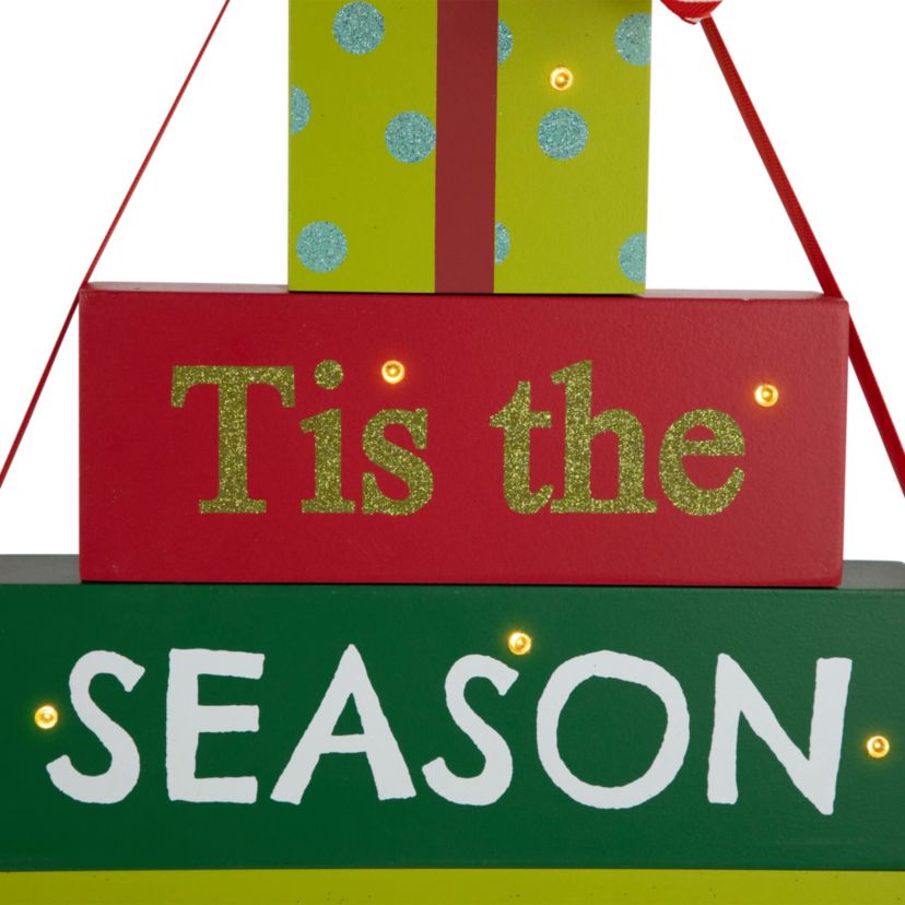 Lighted "Tis The Season To Be Jolly" Christmas Decoration - 11.75"