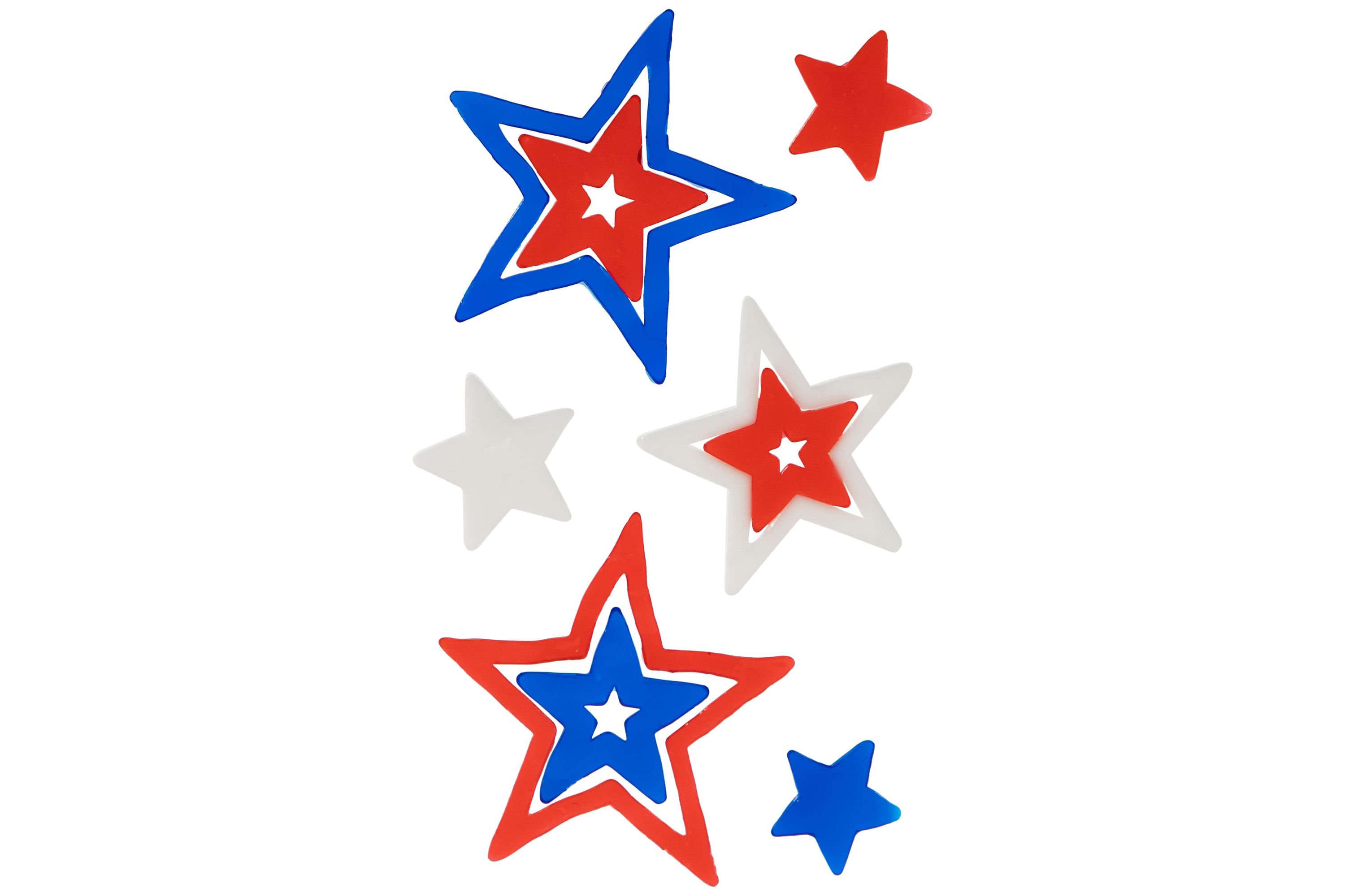 Set of 6 Double Sided Patriotic Celebration Gel Window Clings