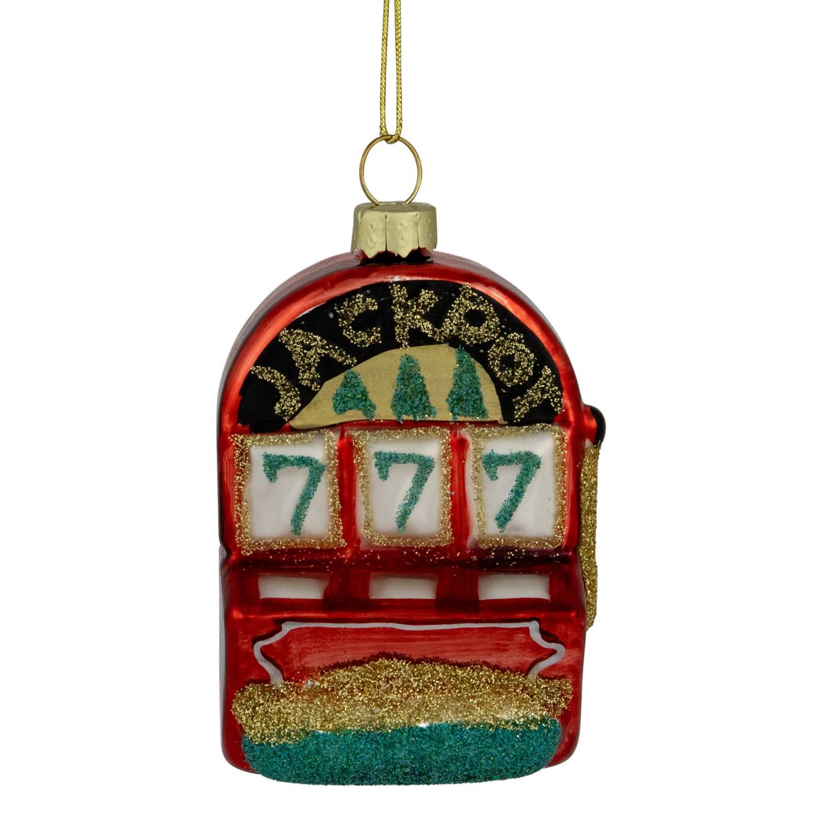 3.25" Lucky 7s Jackpot Slots Glass Christmas Ornament