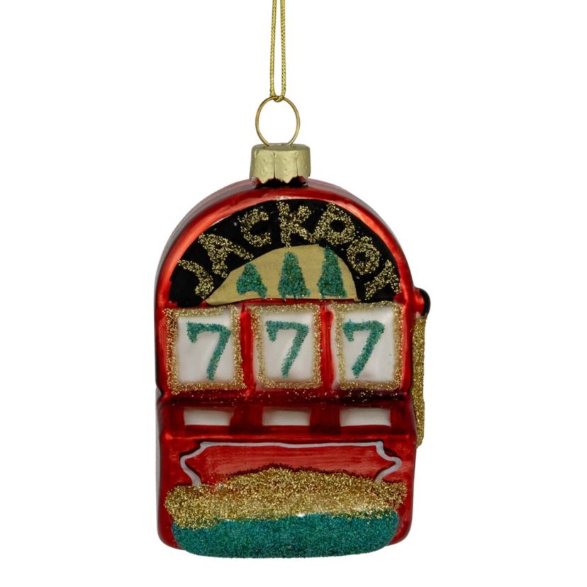 3.25" Lucky 7s Jackpot Slots Glass Christmas Ornament