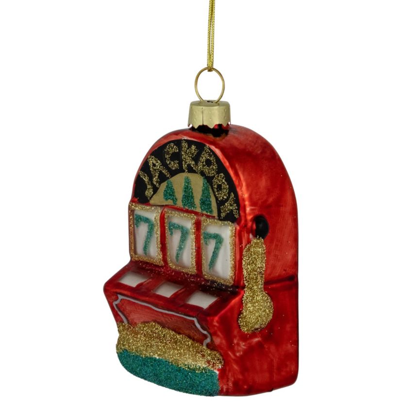3.25" Lucky 7s Jackpot Slots Glass Christmas Ornament