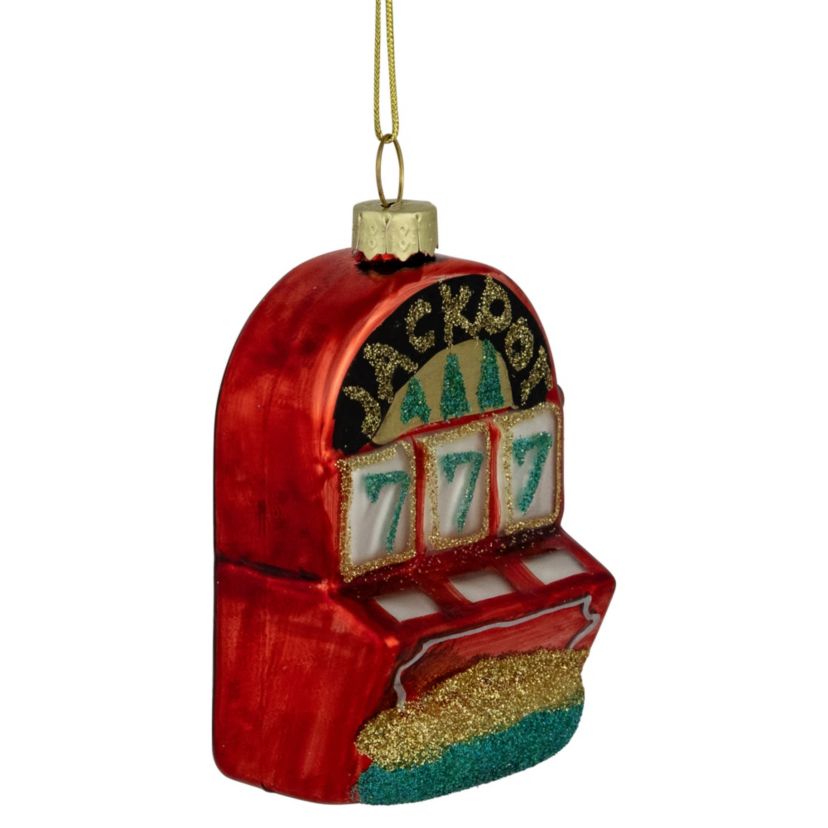 3.25" Lucky 7s Jackpot Slots Glass Christmas Ornament