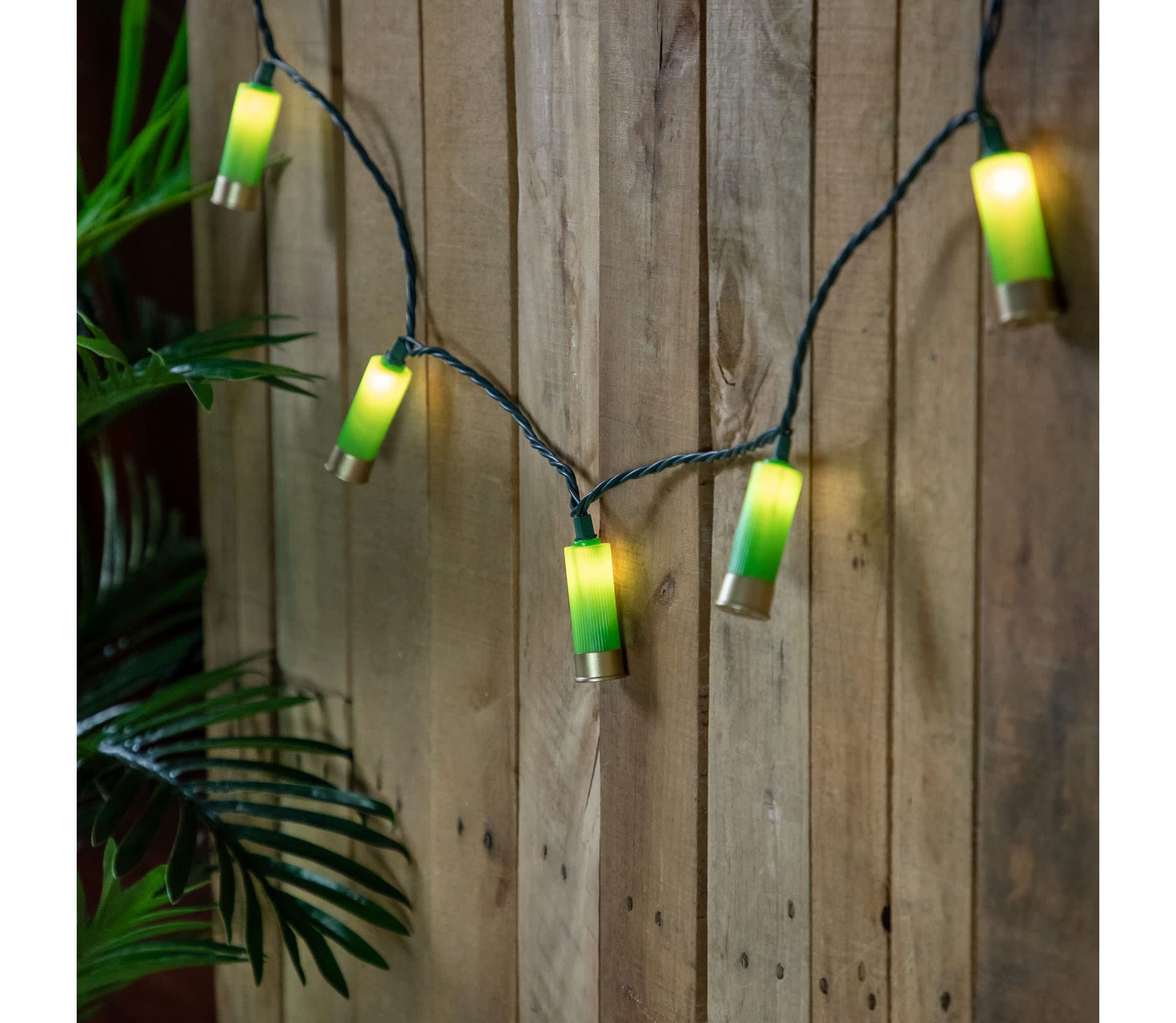 Shotgun Shells Patio Light Set - Green and Gold - 6 Green Wire - 10ct