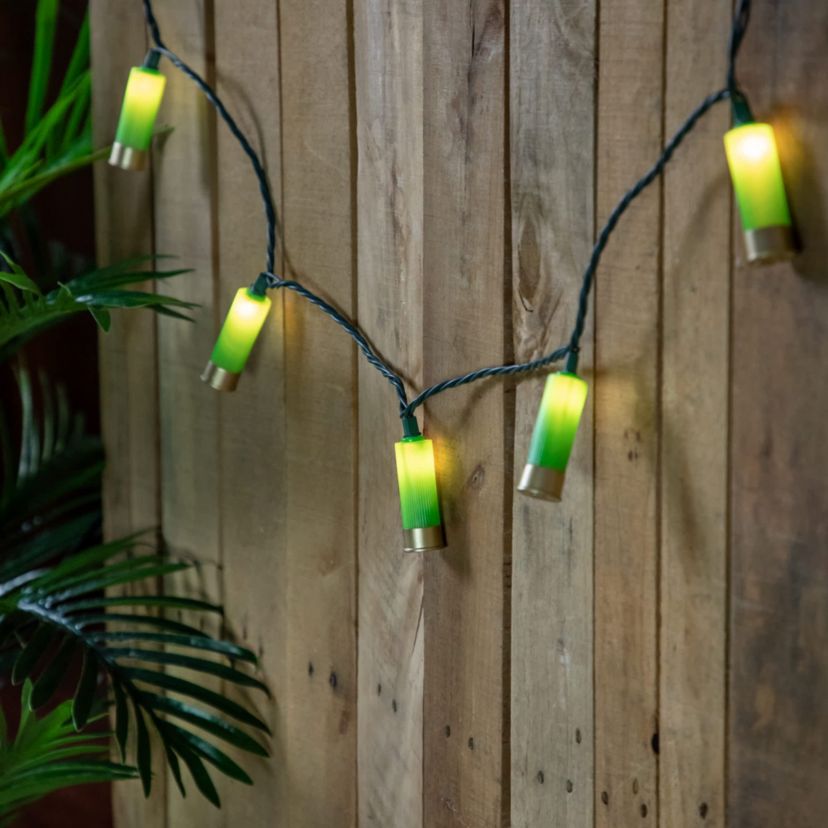 Shotgun Shells Patio Light Set - Green and Gold - 6 Green Wire - 10ct