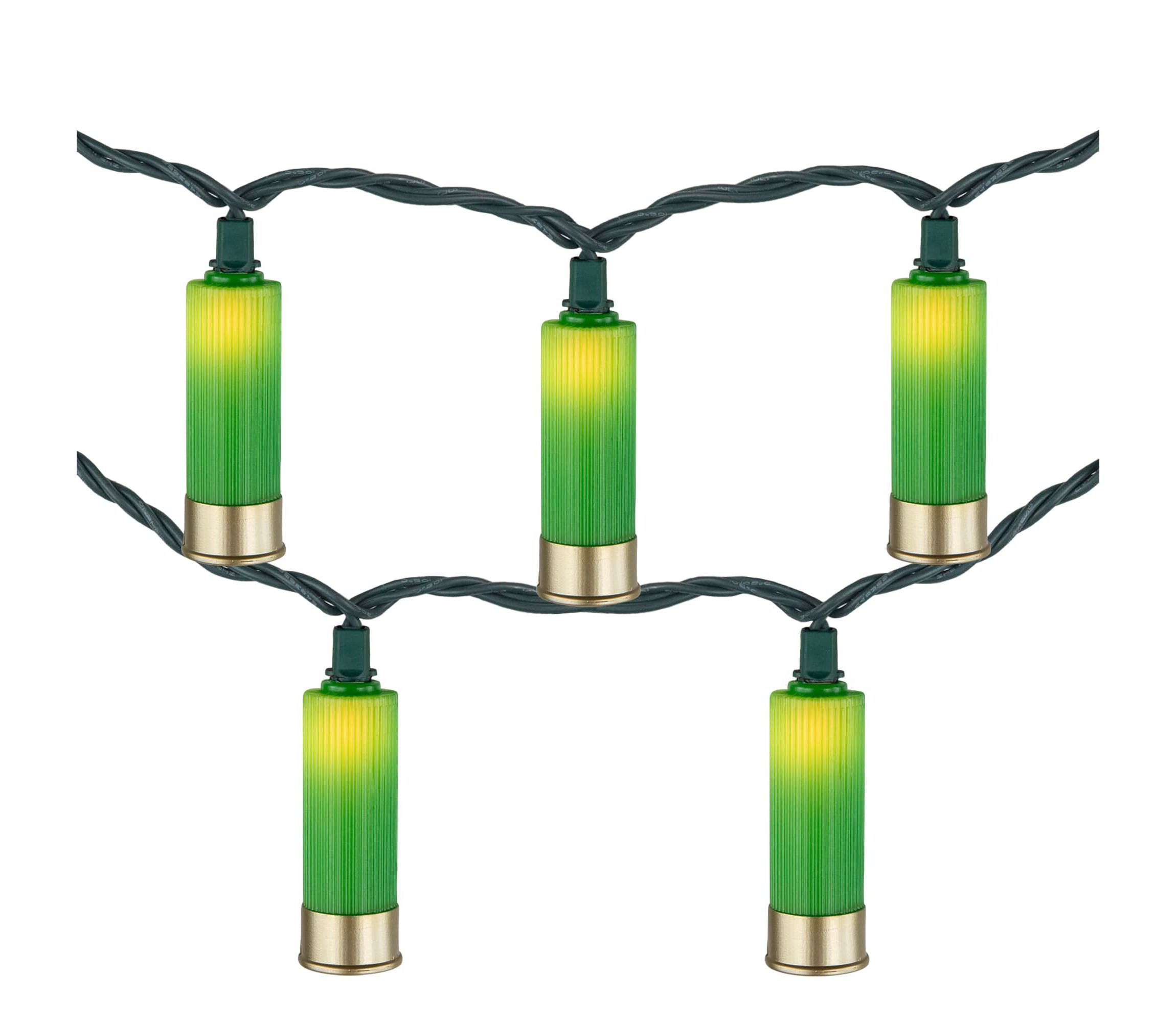 Shotgun Shells Patio Light Set - Green and Gold - 6 Green Wire - 10ct