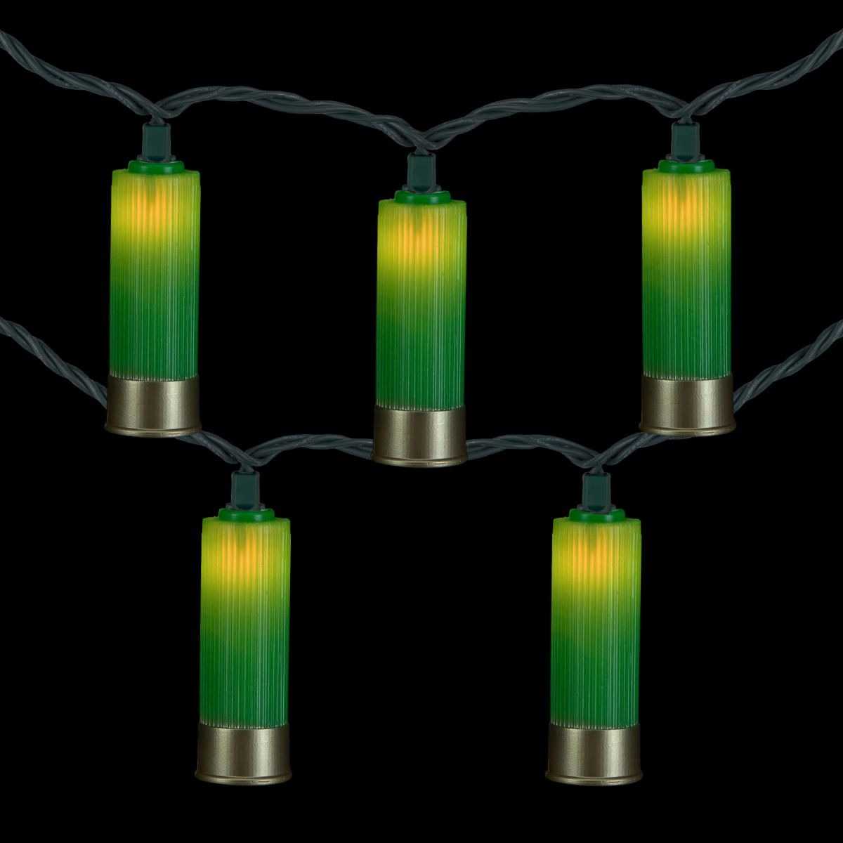 Northlight Shotgun Shells Patio Light Set - Green and Gold - 6' Green ...