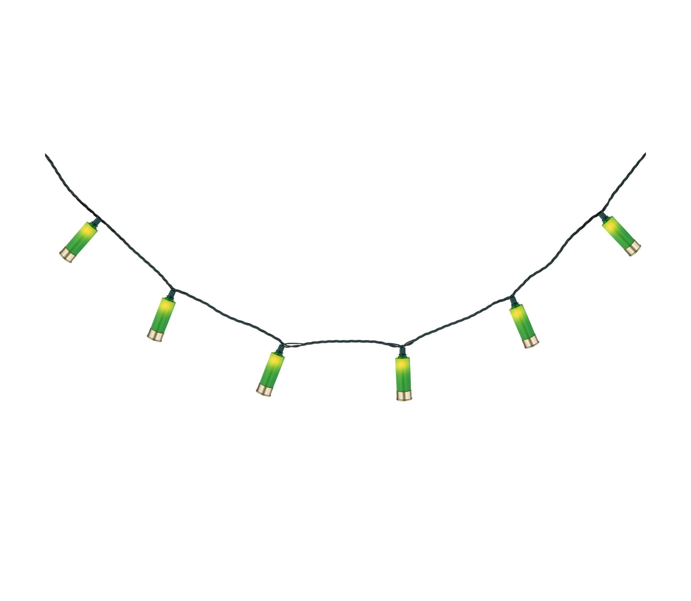 Shotgun Shells Patio Light Set - Green and Gold - 6 Green Wire - 10ct