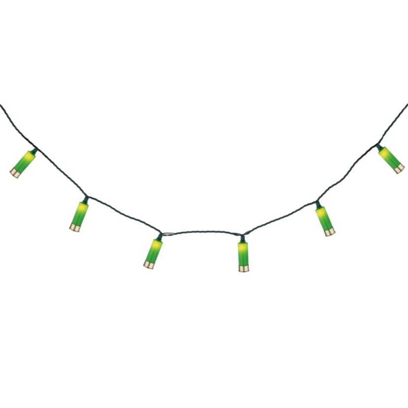 Shotgun Shells Patio Light Set - Green and Gold - 6 Green Wire - 10ct