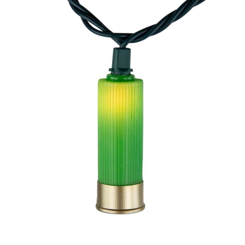 Shotgun Shells Patio Light Set - Green and Gold - 6 Green Wire - 10ct