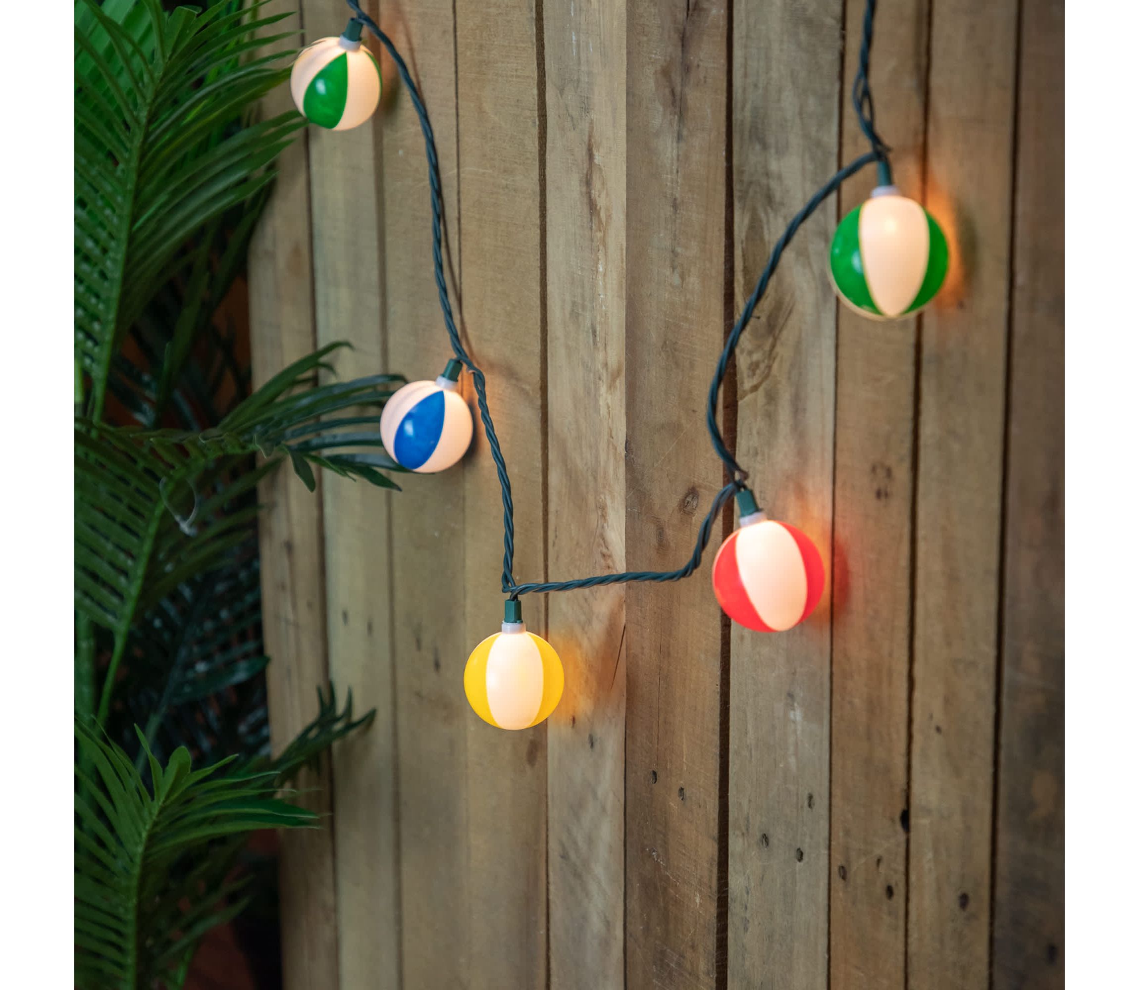 Beach Ball Patio Light Set - 6 Green Wire - 10ct