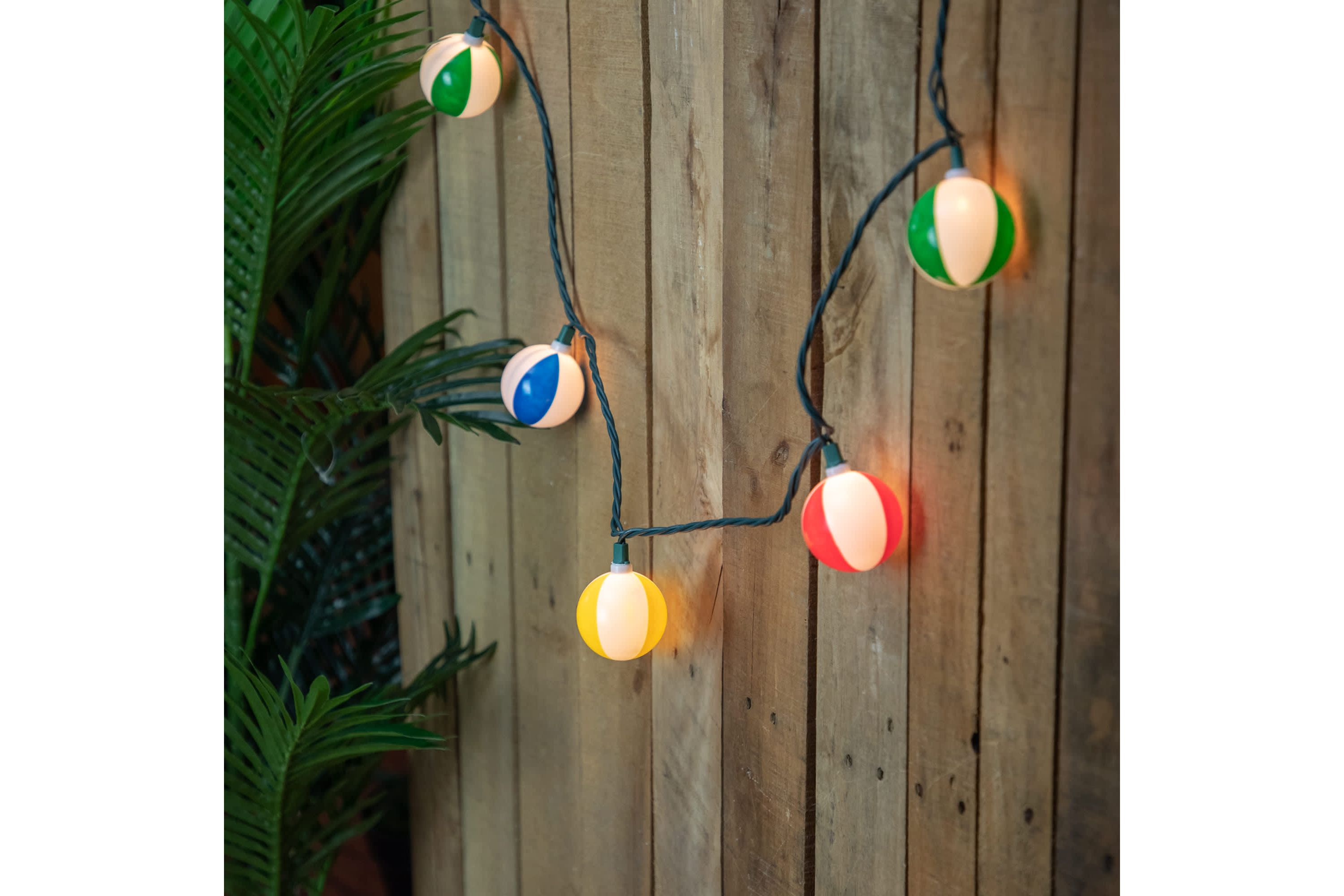 Beach Ball Patio Light Set - 6 Green Wire - 10ct