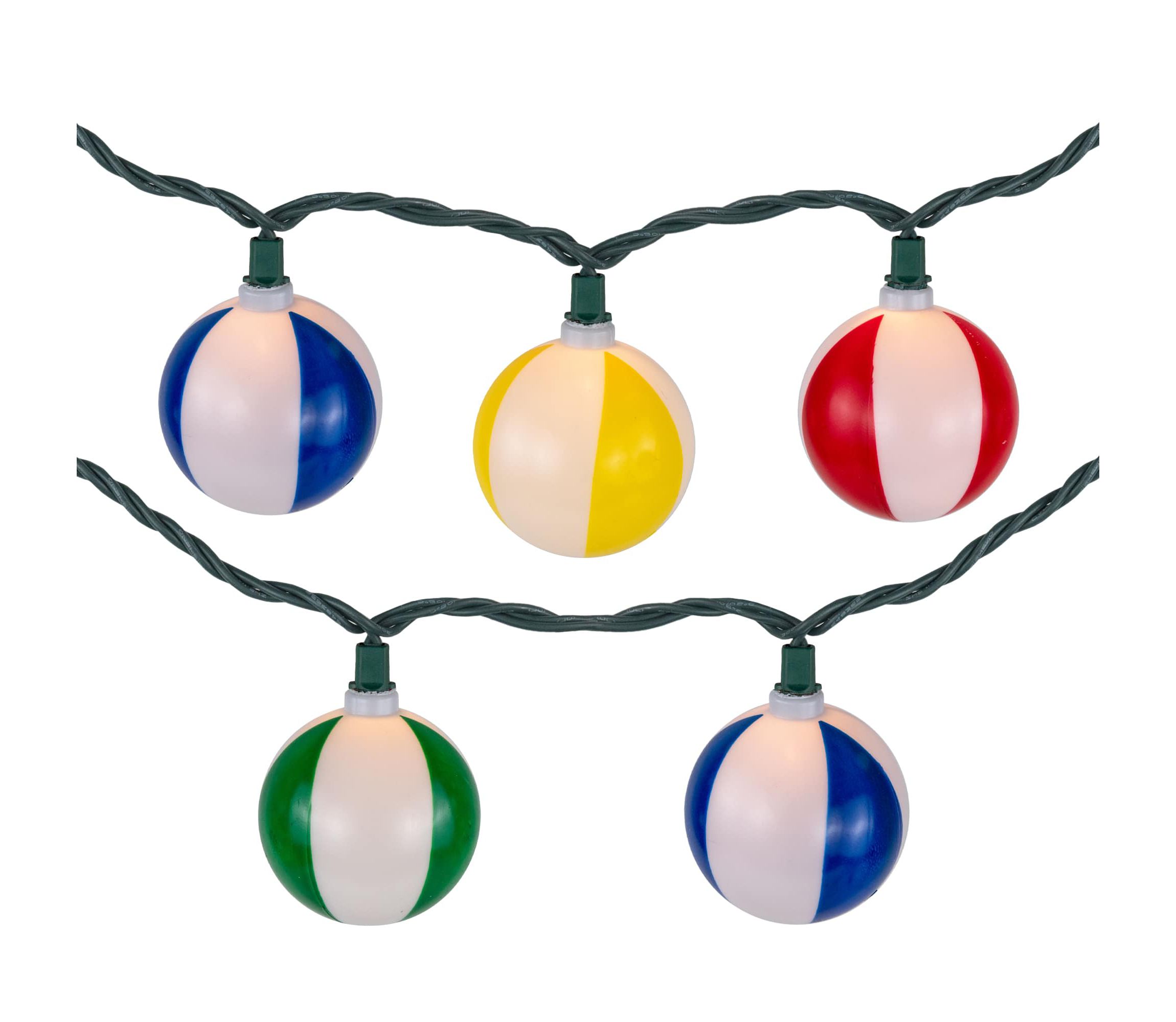 Beach Ball Patio Light Set - 6 Green Wire - 10ct