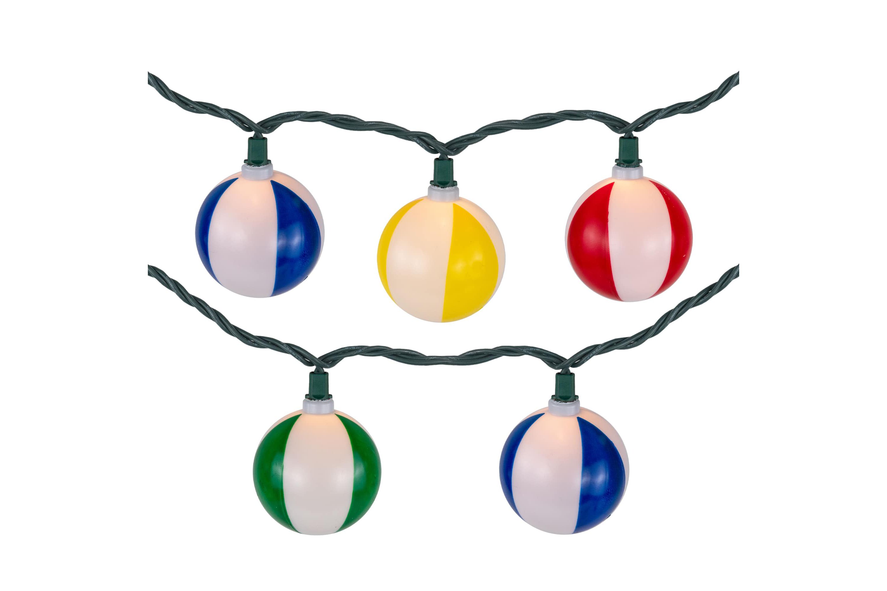 Beach Ball Patio Light Set - 6 Green Wire - 10ct