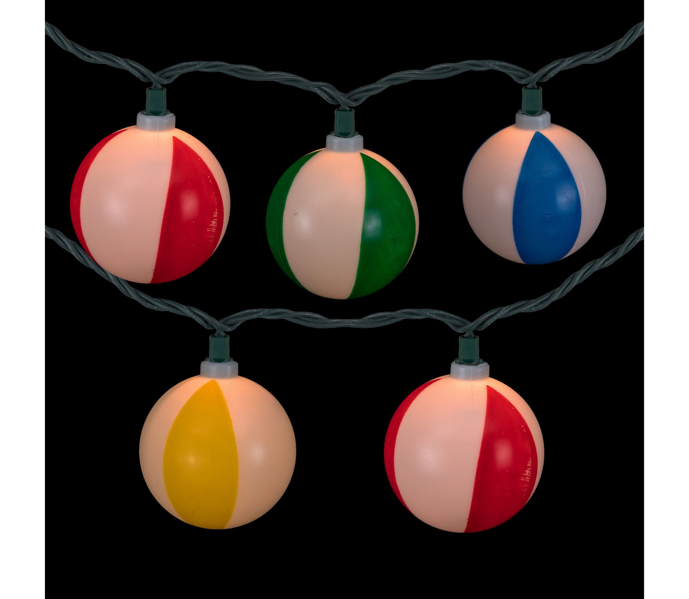 Beach Ball Patio Light Set - 6 Green Wire - 10ct