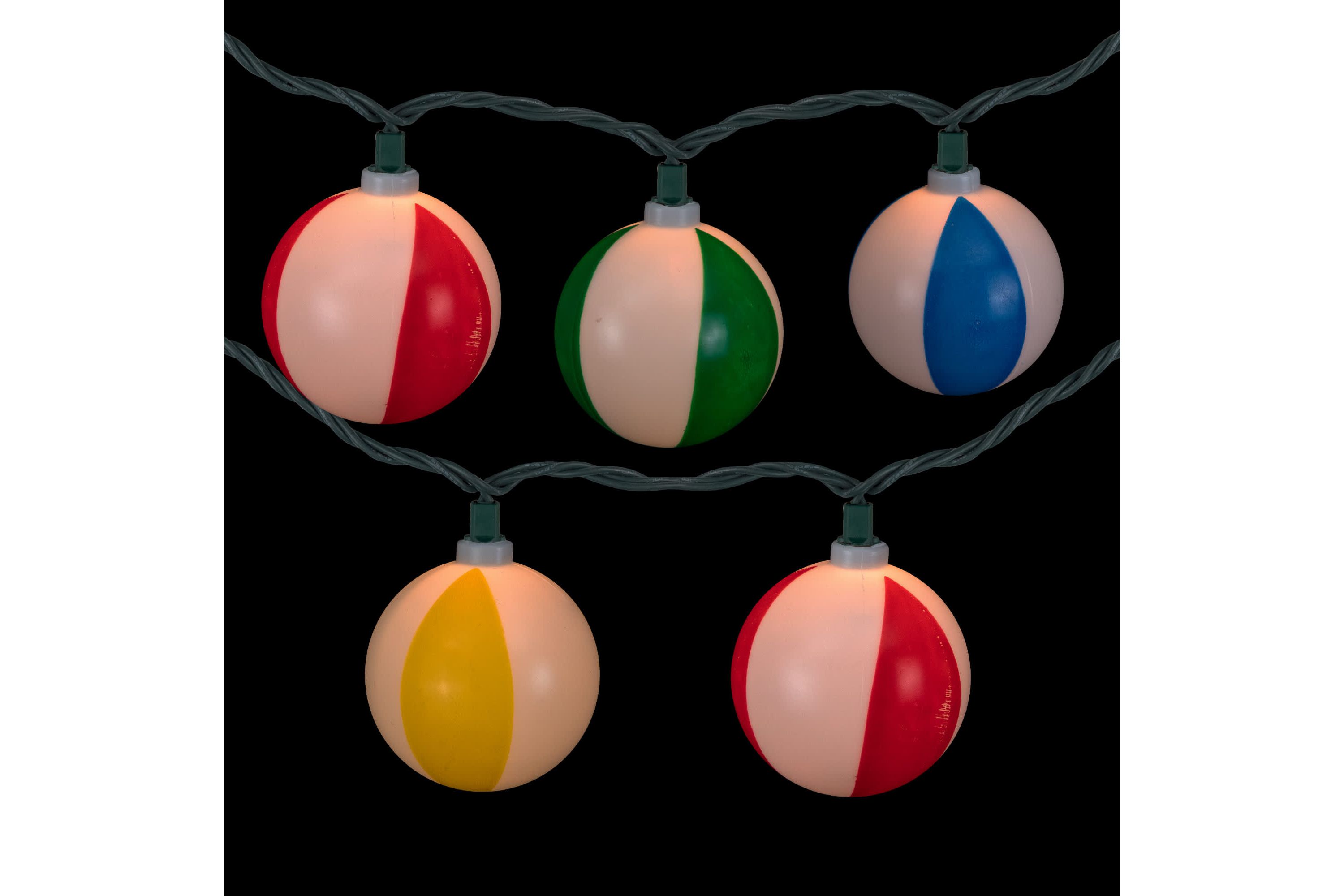 Beach Ball Patio Light Set - 6 Green Wire - 10ct