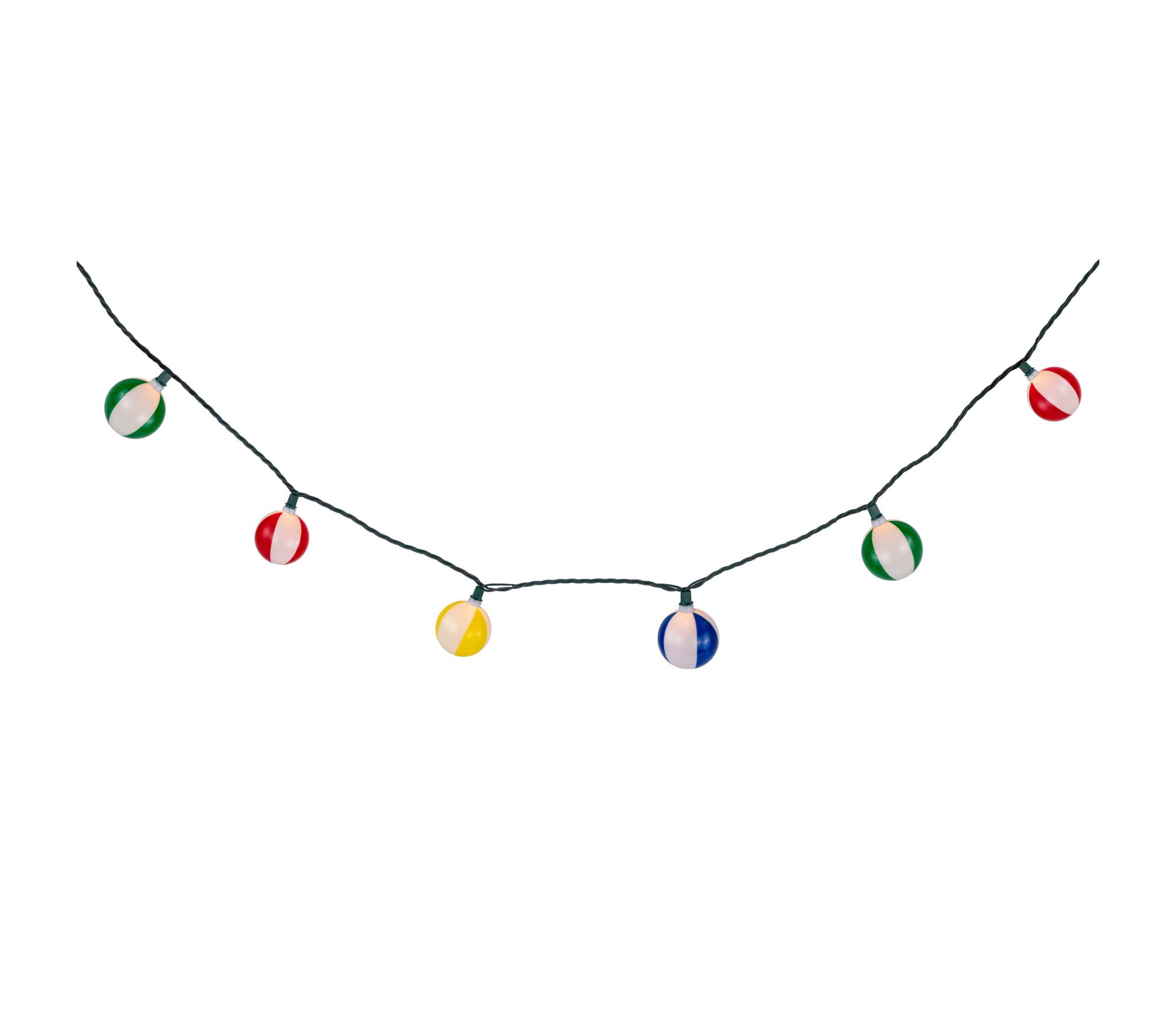 Beach Ball Patio Light Set - 6 Green Wire - 10ct