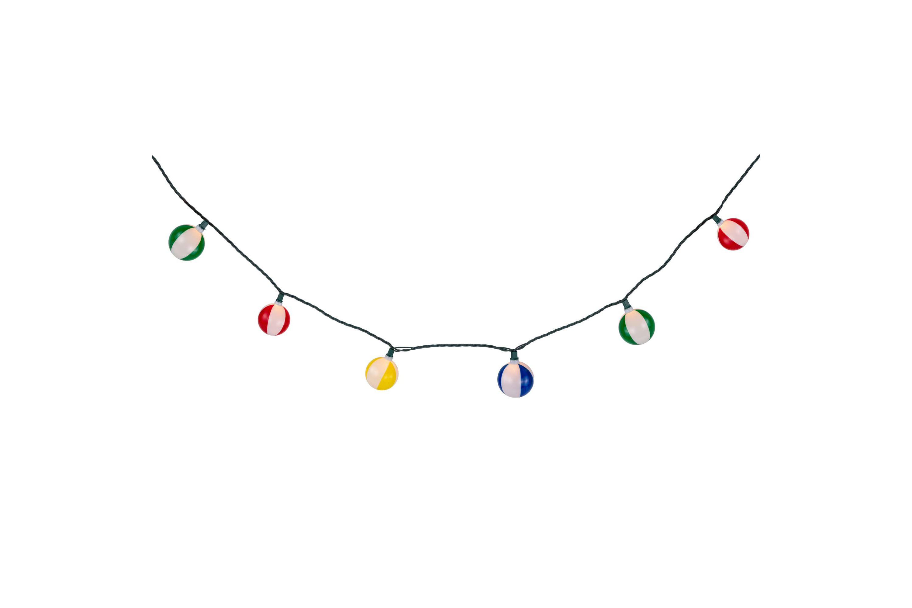 Beach Ball Patio Light Set - 6 Green Wire - 10ct