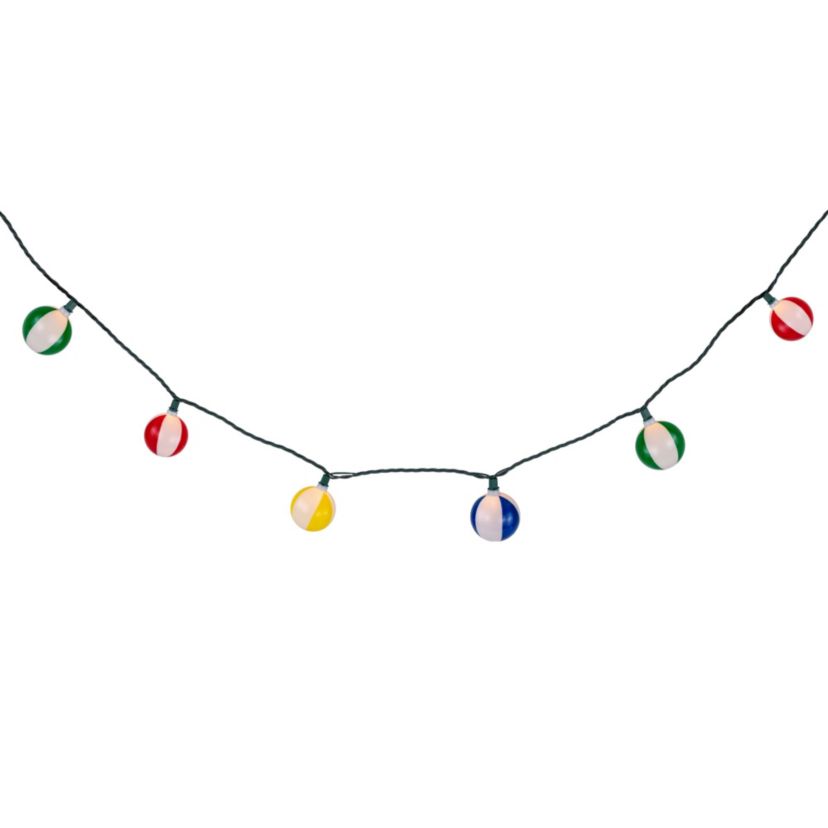 Beach Ball Patio Light Set - 6 Green Wire - 10ct