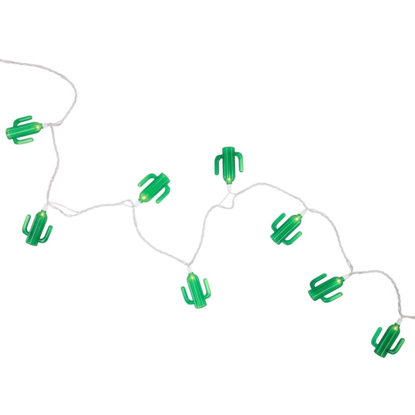 Green Cactus Patio Light Set - 6 White Wire - 10ct