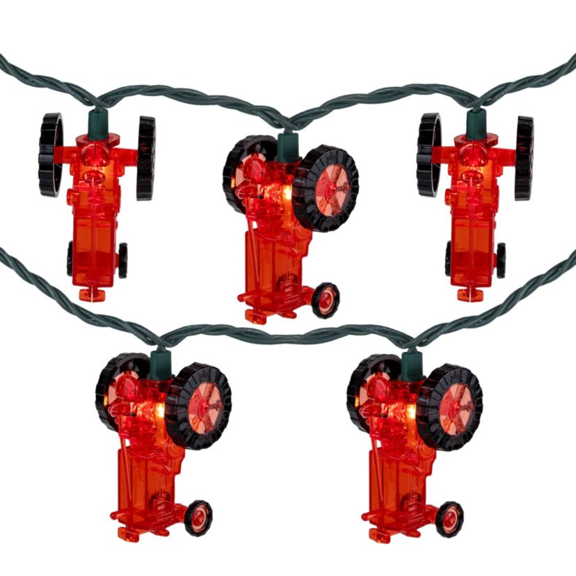 Red Tractor Indoor Outdoor Patio Light Set - 6 Green Wire - 10ct