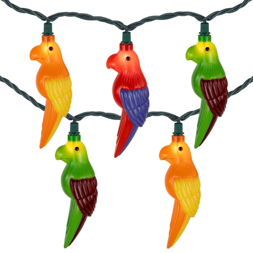 Parrot Patio Light Set - 6 Green Wire - 10ct