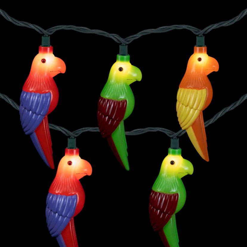 Parrot Patio Light Set - 6 Green Wire - 10ct
