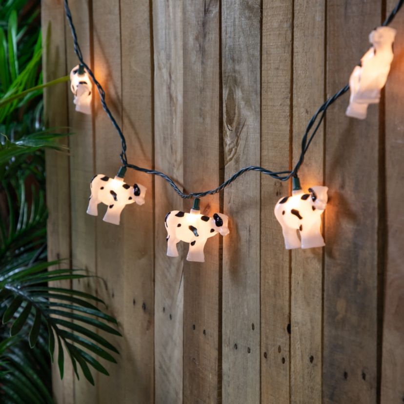 Cow Indoor Outdoor Patio Light Set - 6 - Green Wire - 10ct