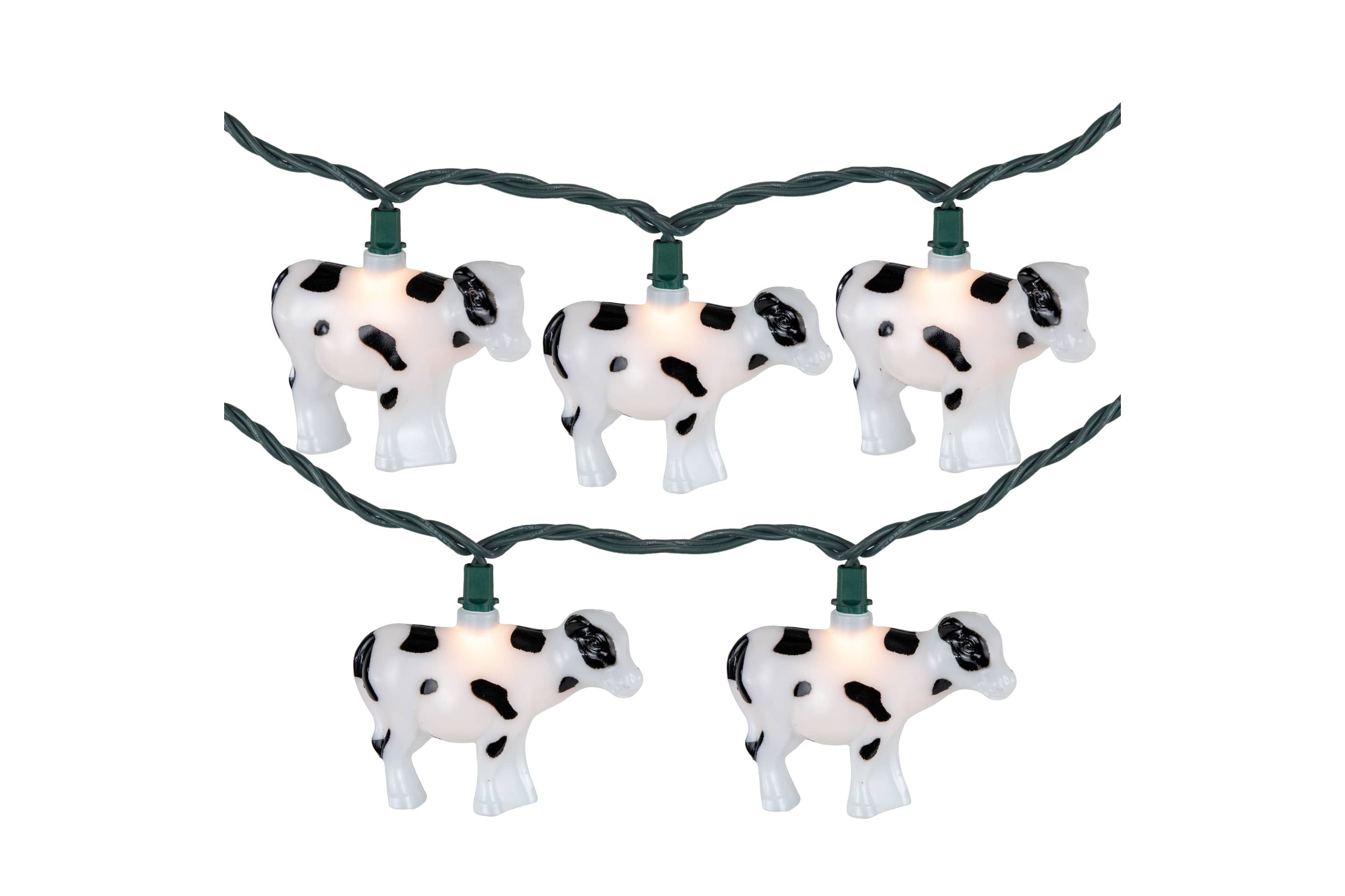 Cow Indoor Outdoor Patio Light Set - 6 - Green Wire - 10ct