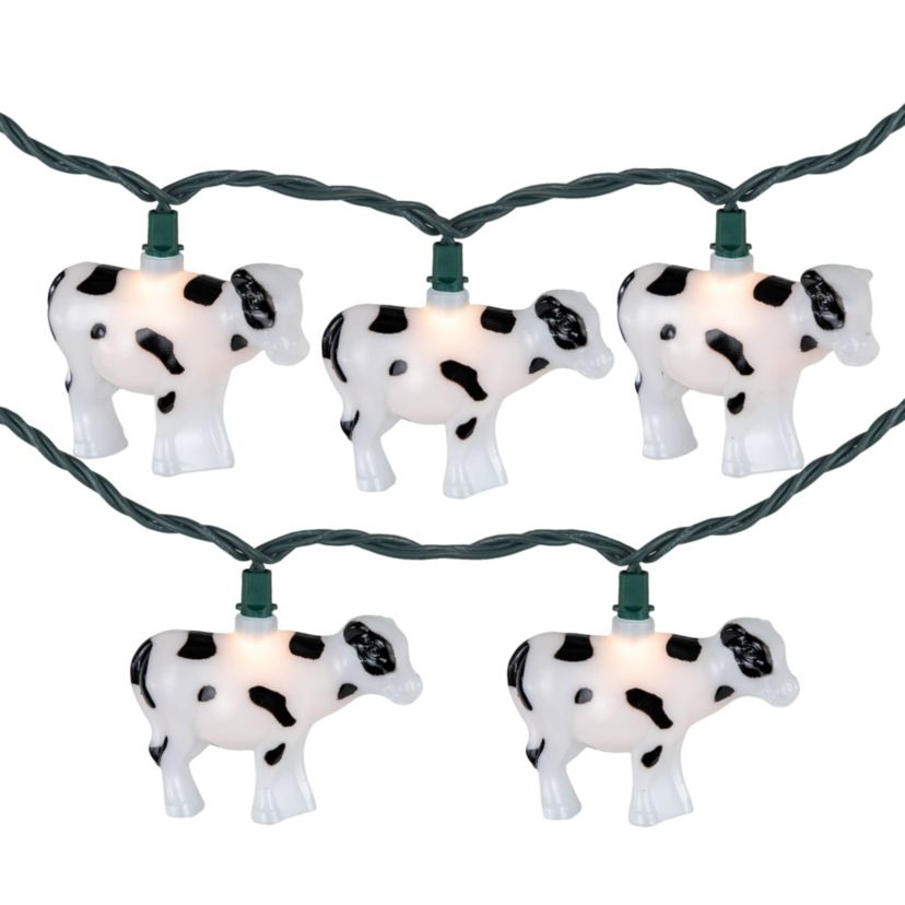 Cow Indoor Outdoor Patio Light Set - 6 - Green Wire - 10ct