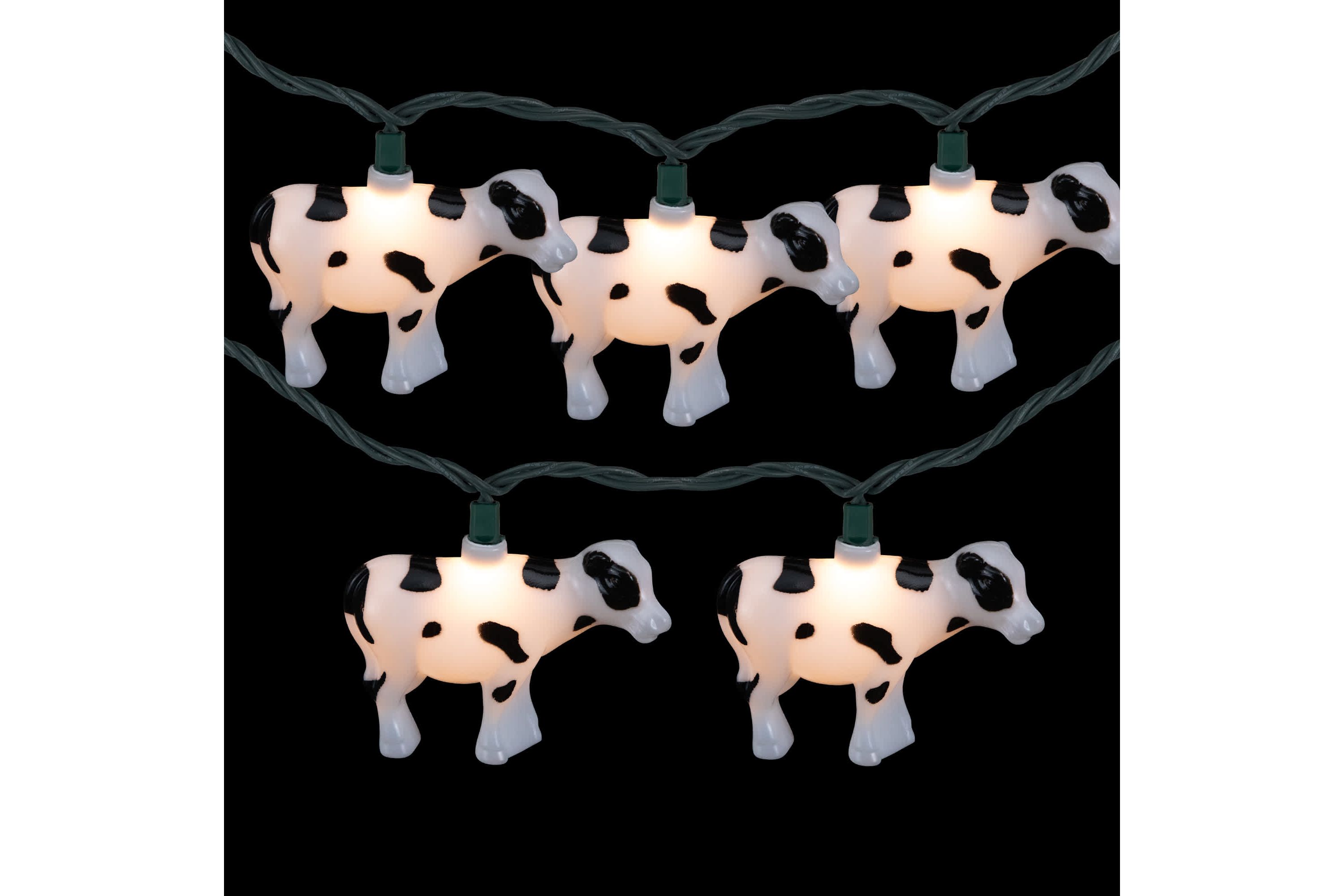 Cow Indoor Outdoor Patio Light Set - 6 - Green Wire - 10ct
